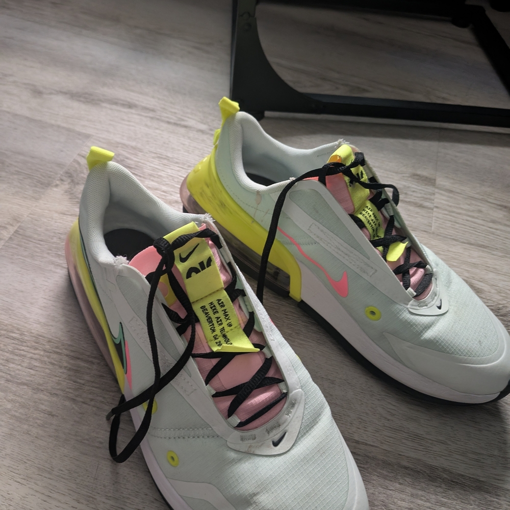 Nike Air Max White and Neon Sneakers
